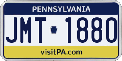 PA license plate JMT1880