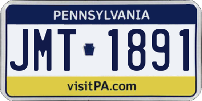 PA license plate JMT1891