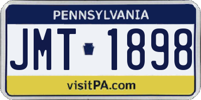 PA license plate JMT1898