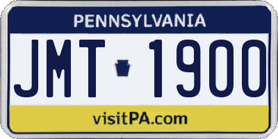 PA license plate JMT1900