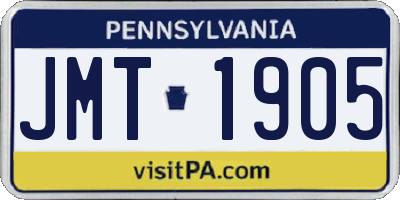 PA license plate JMT1905