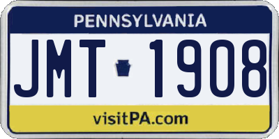 PA license plate JMT1908