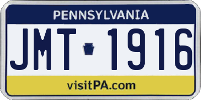 PA license plate JMT1916