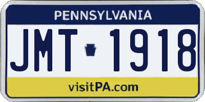 PA license plate JMT1918
