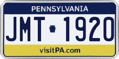 PA license plate JMT1920