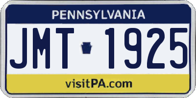 PA license plate JMT1925