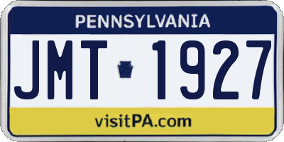 PA license plate JMT1927