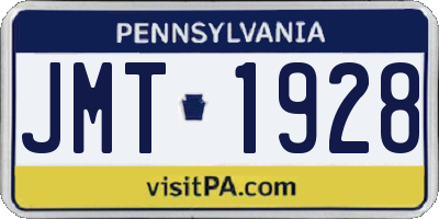 PA license plate JMT1928