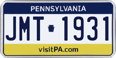 PA license plate JMT1931