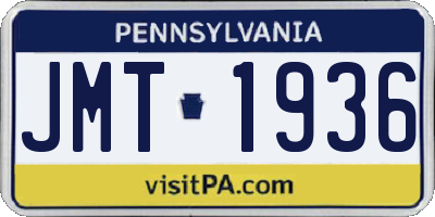 PA license plate JMT1936