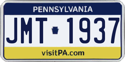PA license plate JMT1937