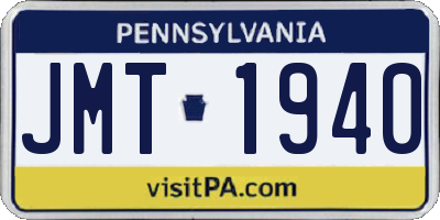 PA license plate JMT1940
