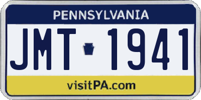 PA license plate JMT1941