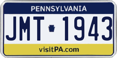 PA license plate JMT1943