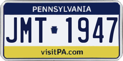 PA license plate JMT1947