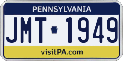 PA license plate JMT1949