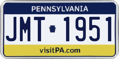 PA license plate JMT1951