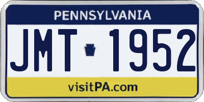 PA license plate JMT1952