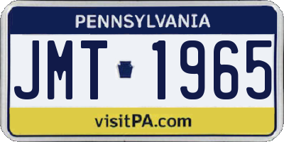 PA license plate JMT1965