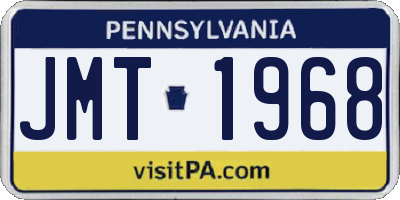 PA license plate JMT1968