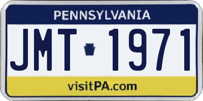 PA license plate JMT1971