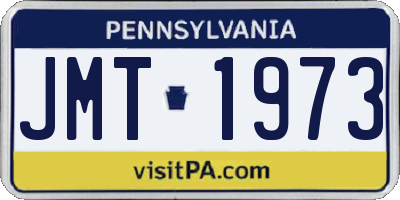 PA license plate JMT1973