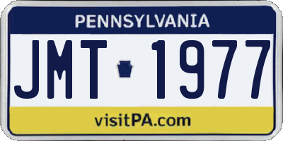 PA license plate JMT1977