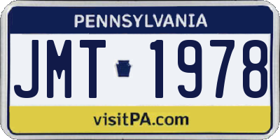PA license plate JMT1978