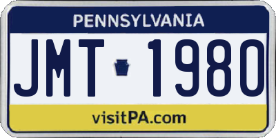 PA license plate JMT1980