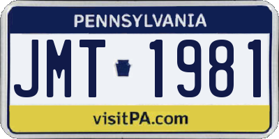 PA license plate JMT1981