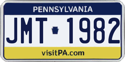 PA license plate JMT1982