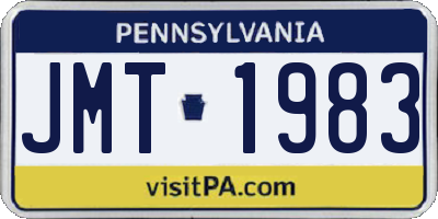 PA license plate JMT1983