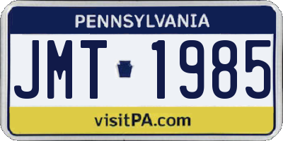 PA license plate JMT1985