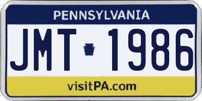 PA license plate JMT1986