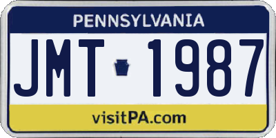 PA license plate JMT1987
