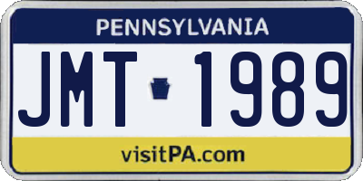 PA license plate JMT1989