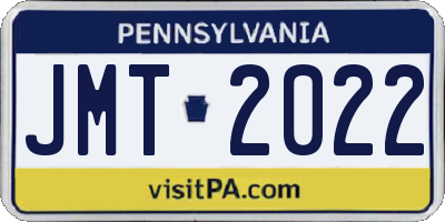 PA license plate JMT2022
