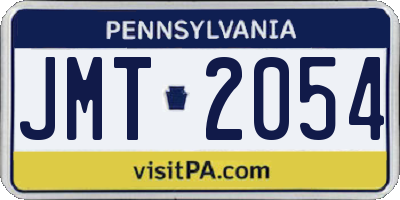 PA license plate JMT2054