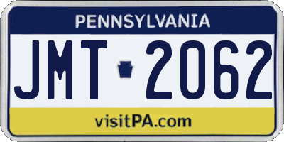 PA license plate JMT2062
