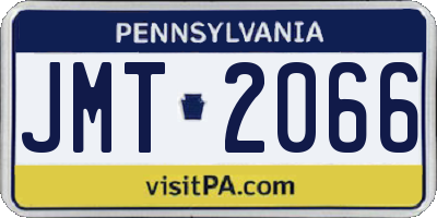 PA license plate JMT2066