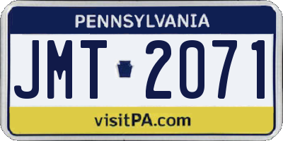PA license plate JMT2071