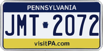 PA license plate JMT2072