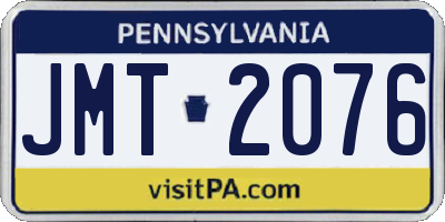 PA license plate JMT2076