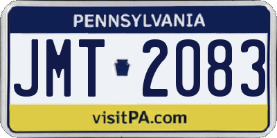 PA license plate JMT2083