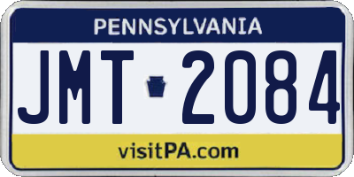 PA license plate JMT2084
