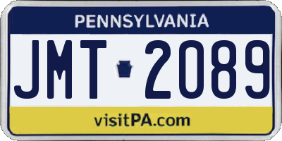 PA license plate JMT2089