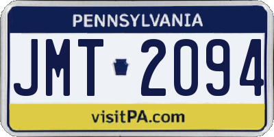 PA license plate JMT2094