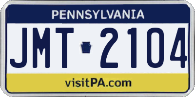 PA license plate JMT2104