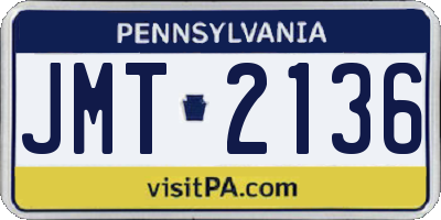 PA license plate JMT2136
