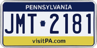 PA license plate JMT2181